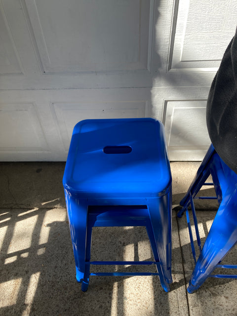 Two IKEA Metal Blue Stools, H24” (we have 4!)