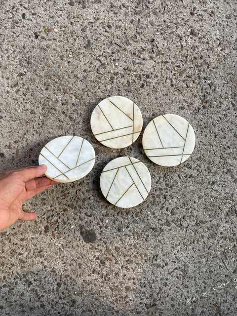 4 Marble & Brass Coasters