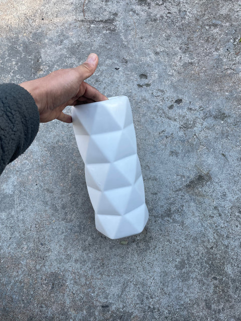 Geometric White Vase