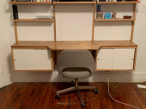 Custom Wall Mounted Desk & Shelves Combo, 75" Wide