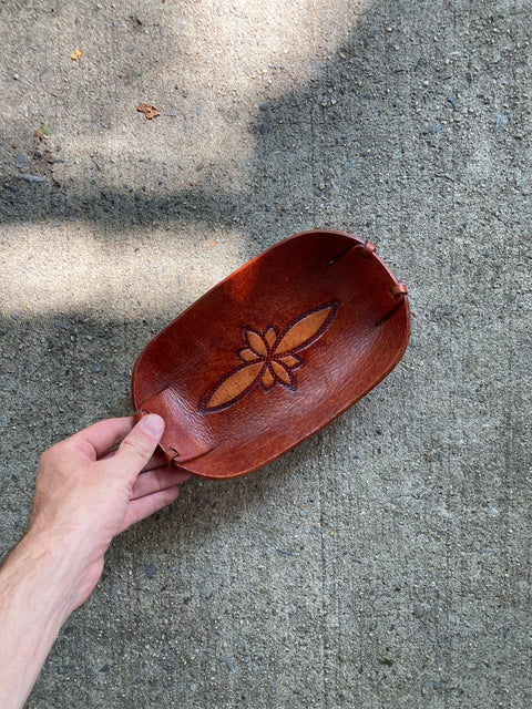 Handcrafted Leather Catchall from Peru