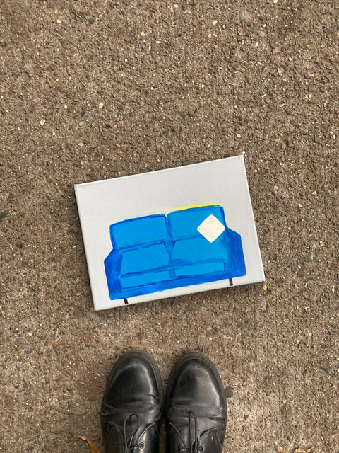 Lil’ Painting Of A Blue Couch, 9x11”