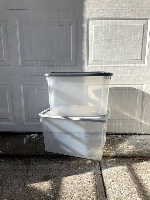 2 Large-ish Clear Storage Bins