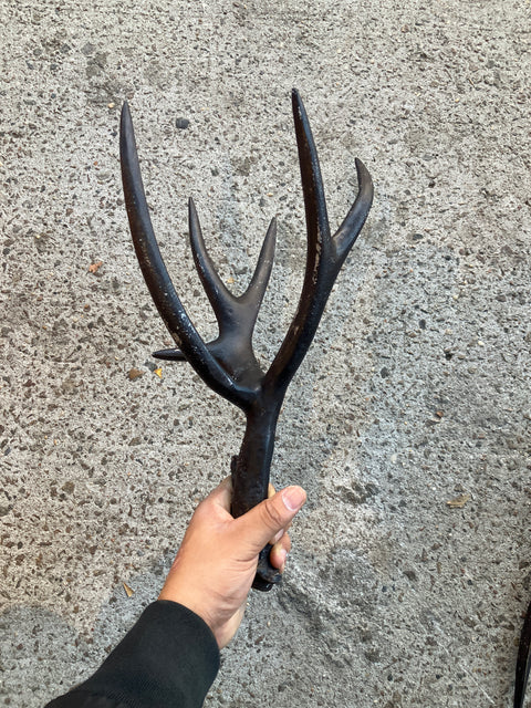 Two Cast Iron Buck Antlers Candle Holders