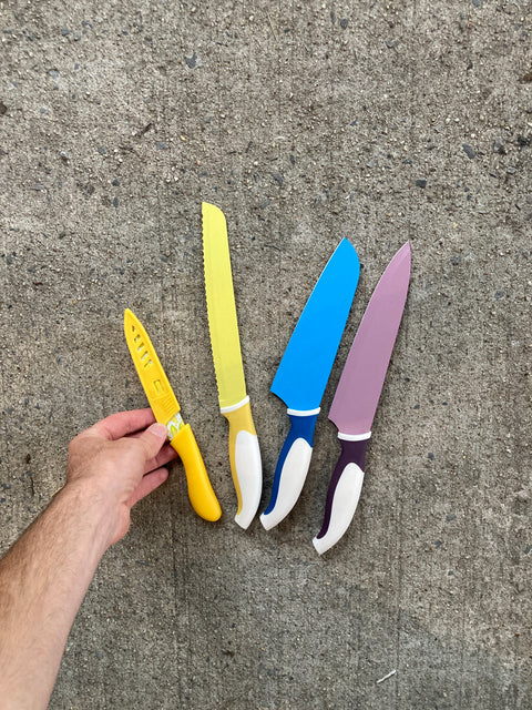 Set Of Colorful Kitchen Knives