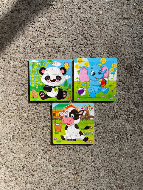 Set of Wood City Kids Puzzles