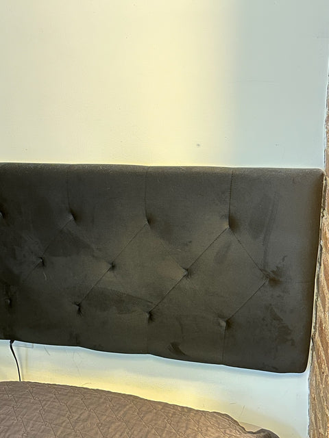 Queen Size Black Velvet Ruffed Headboard