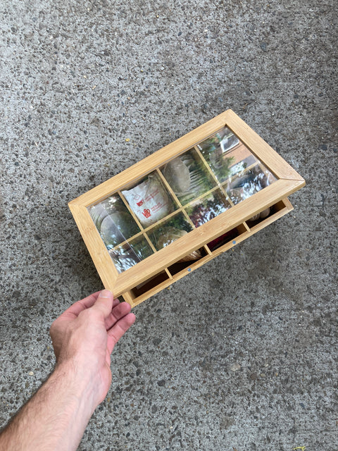 Bamboo Box For Your Teas With Some Tea Bags Inside Too