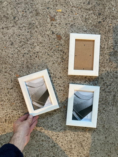 Three White Wood Frames, 4x6”