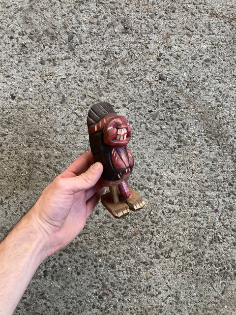 Lil’ Wood Figurine Showing Off Their D***