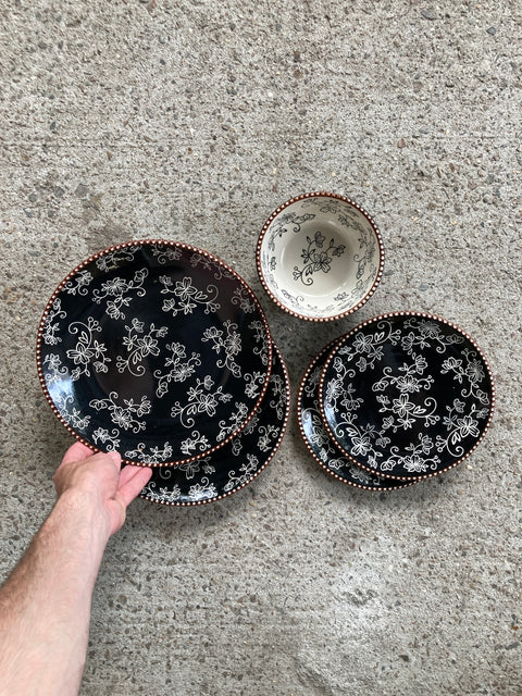 4 Floral Plates & A Bowl