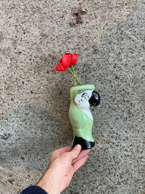 Lil’ Parrot Vase With 2 Fake Flowers