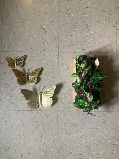 Home Interior Gifts Butterfly and Fake Plants Set