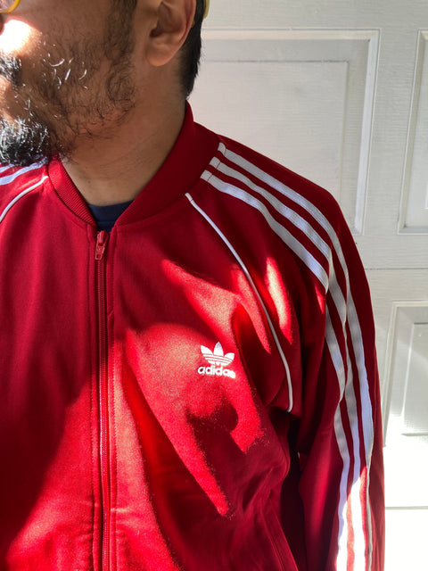 Red Adidas Jacket, Size XL (Or Run DMC Halloween Costume?)