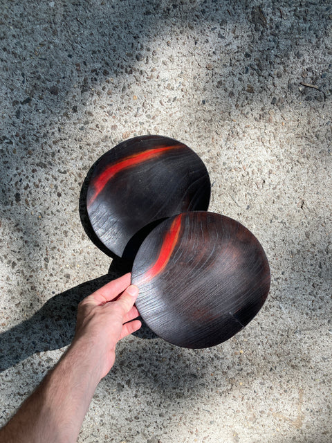 Two Wood Japanese Serving Plates