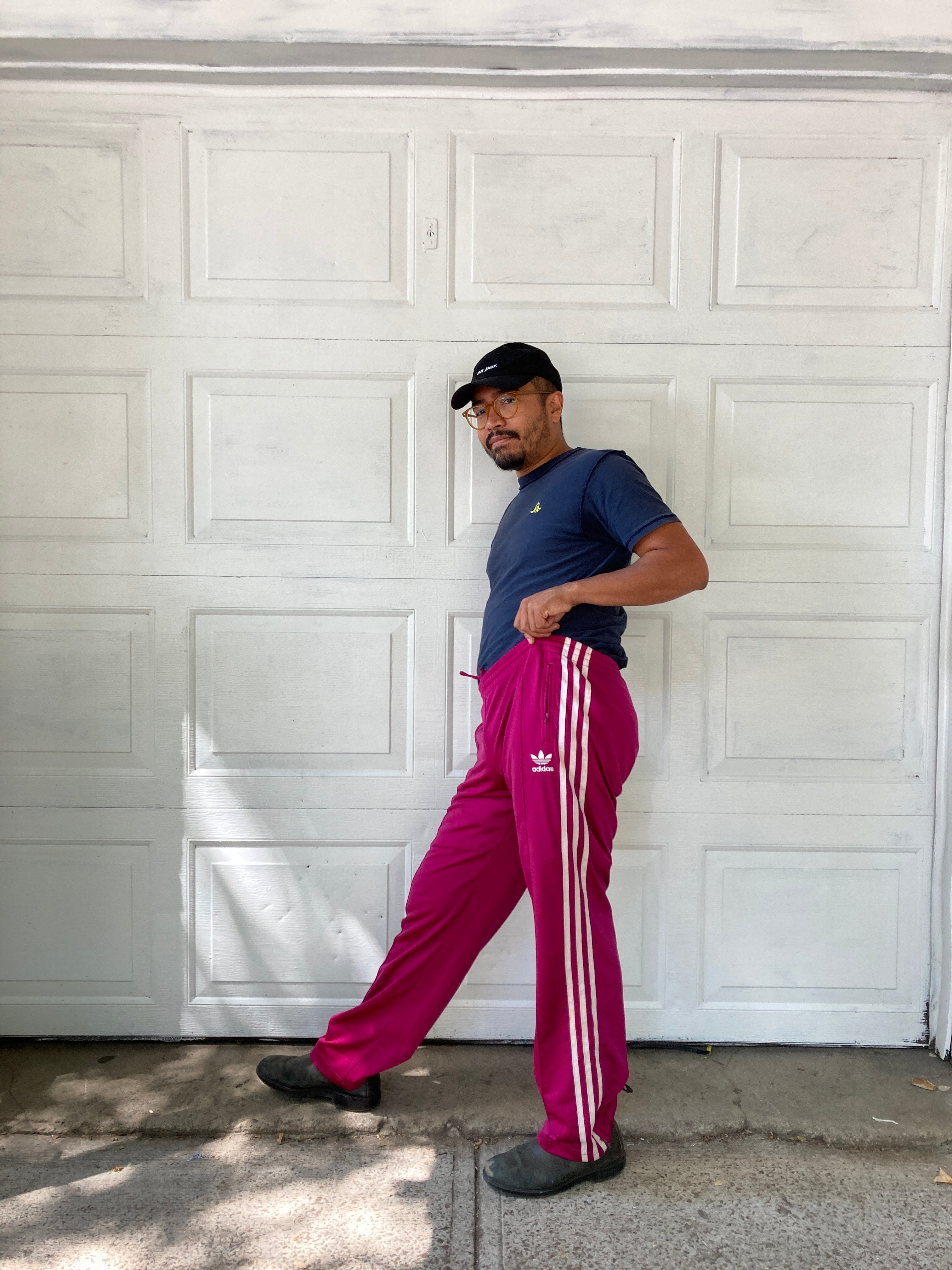 Pink adidas track pants mens best sale