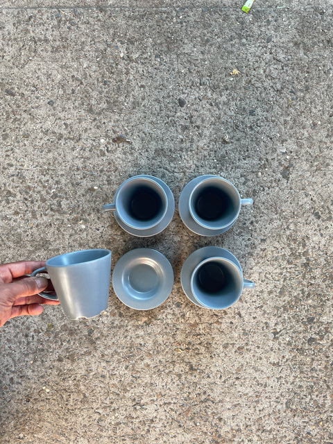 Matte-finished Salt Blue Coffee Cup Set