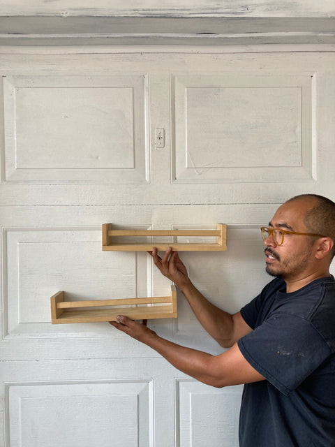 Two Wall Mounted Wood Shelves