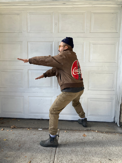 Vintage Suede Bomber Jacket, Men’s Medium