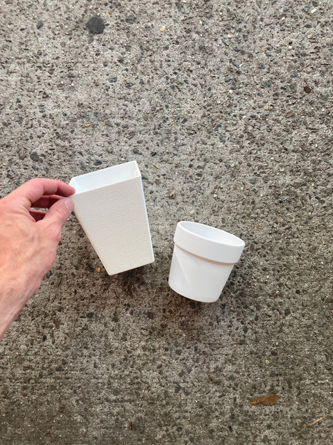 Two Lil’ White Plant Pots