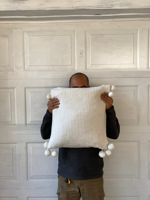 Big White Cushion With Lil’ Balls, 19”