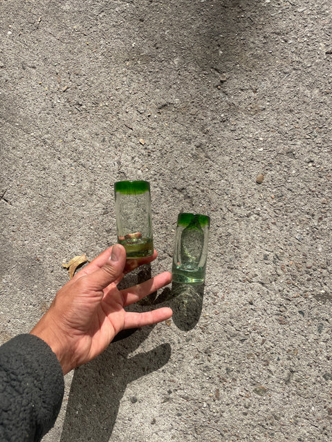 2 Emerald-colored Shot Glasses