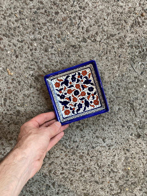 Hand-Painted Square Ceramic Plate