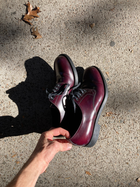 Prada Derby Oxfords Burgundy Leather Shoes, US 10M or 42 EU