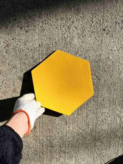 Bright Yellow Hexagon Felted Pot Coaster