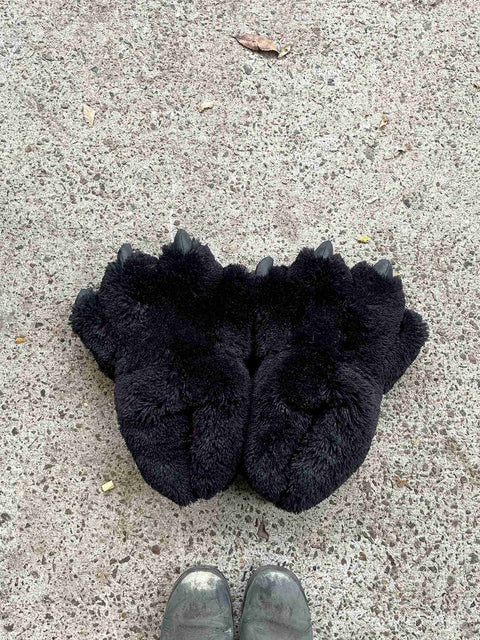 Cozy Bear Paw Slippers, Sz L