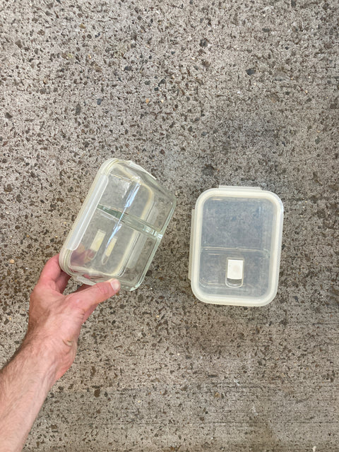 Two Glass Tupperwares With Two Compartiments