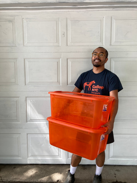 Two Bella 54Qt Orange Containers