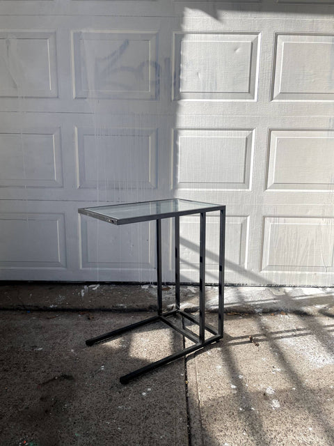 Glass Side Table, D21"xH24"xW16"