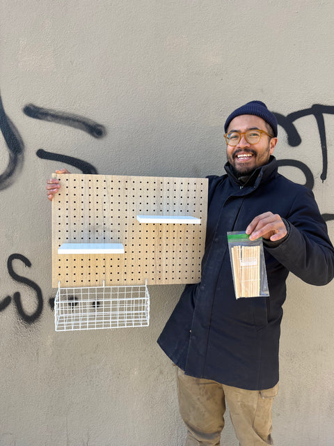 Beautiful Wood Pegboard With Adjustable Shelves