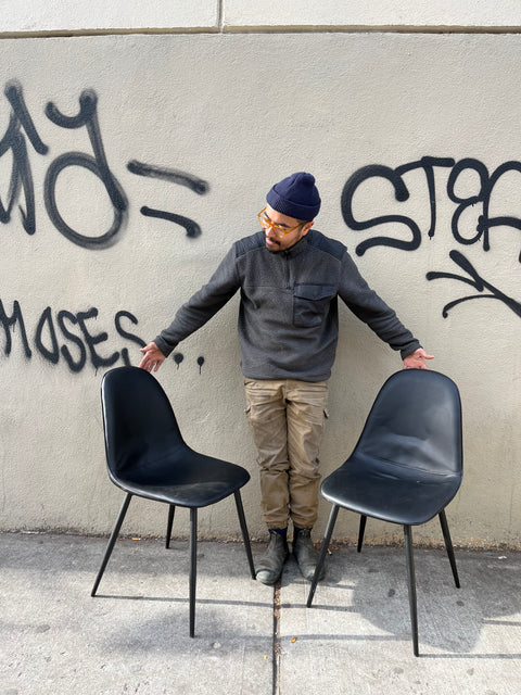 Two Black Leather-ish Dining Chairs