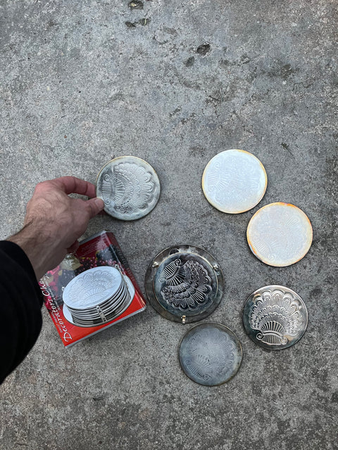 Vintage Silver Plated Coasters Set