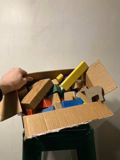 Box of Wood Building Blocks