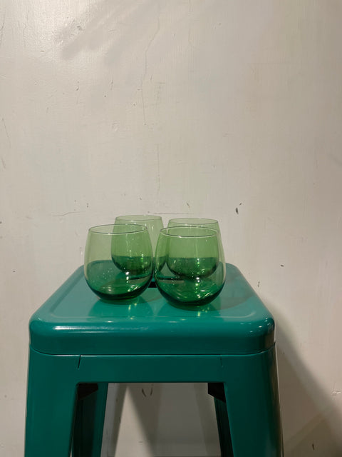 Set of 4 Green Water Glasses