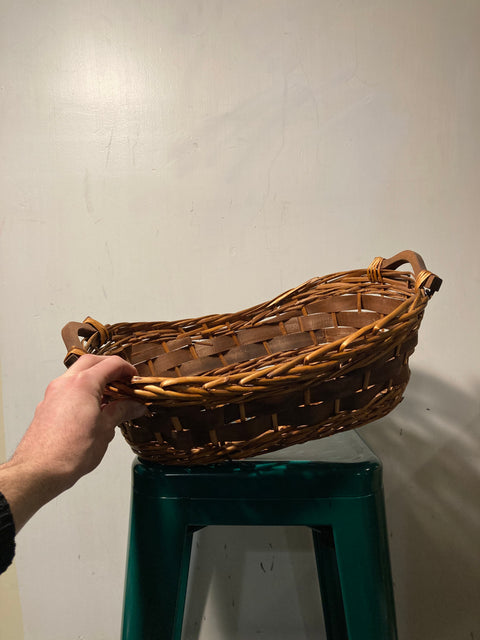 Woven Basket With Wood Handles