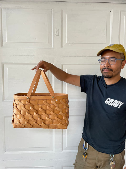 A Wood Basket For A Picnic