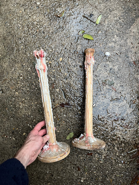 Two Tall Wood Candle Holders From Magnolia Home