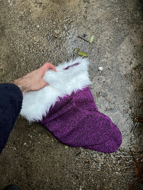 Two Purple Socks To Hang At Christmas