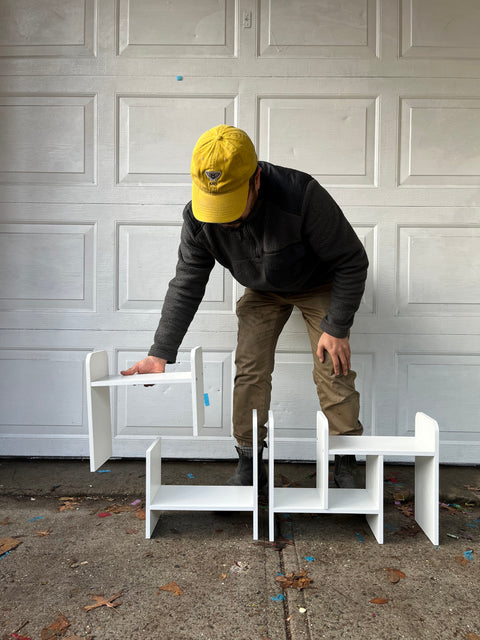 Four Modular Wood Bookshelves / Floor Shelves