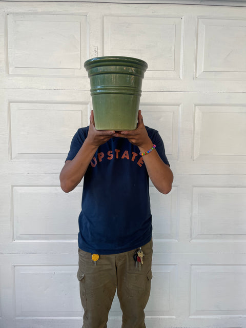 Large Sexy Green Glazed Ceramic Plant Pot