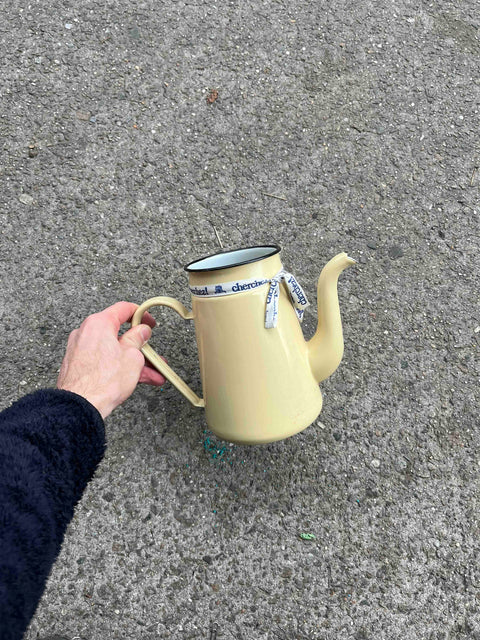 Vintage Yellow Enamel Teapot