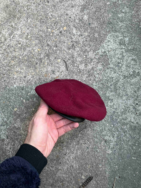 Stylish Burgundy Beret, Size 7 1/8