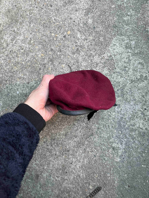 Stylish Burgundy Beret, Size 7 1/2