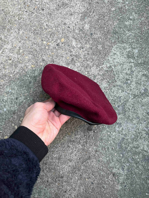 Burgundy Beret Hat, Size 7