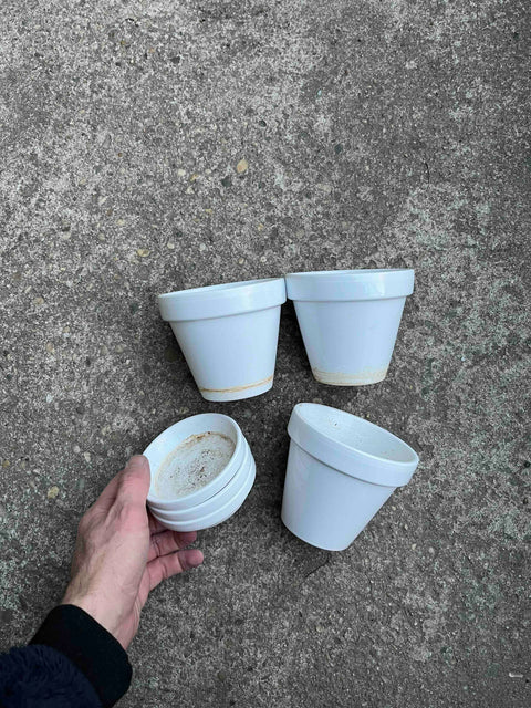 Small Ceramic White Plant Pots Set