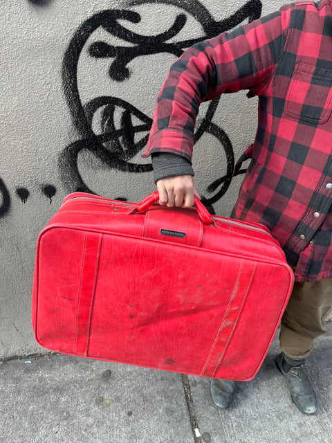 Vintage Red Leather Travel Bag